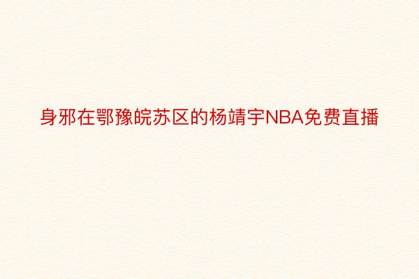 身邪在鄂豫皖苏区的杨靖宇NBA免费直播